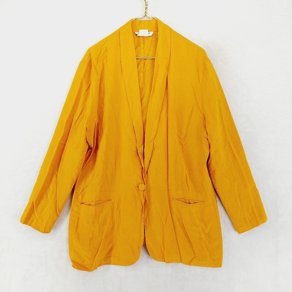 M.J. Carroll Women's Orange One Button Loose Casual Summer Jackets 6512